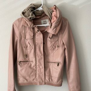 Dusty Rose Pink Fake Leather Jacket